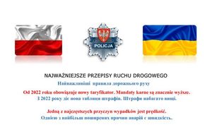 flaga Polski po lewej stronie , flaga Ukrainy po prawej na środku  odznaka policyjna
