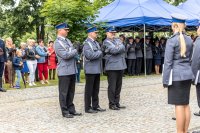 Komendant Wojewódzki Policji w Łodzi wraz z zastępcami.