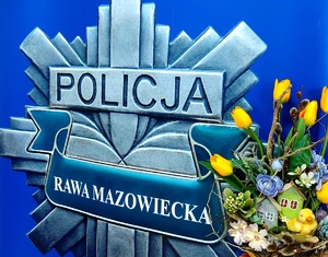 Gwiazda policyjna z napisem Rawa Mazowiecka.