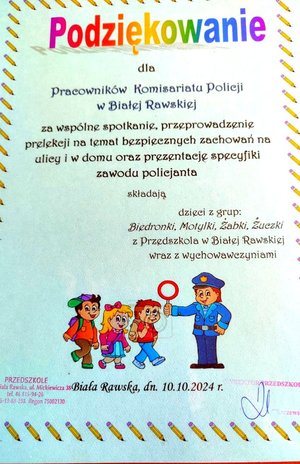 Podziękowania dla policjantów za przeprowadzenie spotkania.