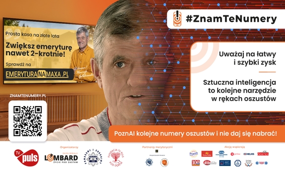 Plakat ze znanym aktorem, który promuje kampanie znam te numery,