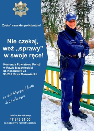 Policjantka na plakacie promującym wstąpienie do Policji.