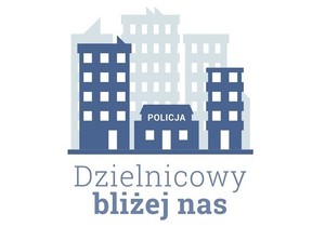 Napis dzielnicowy bliżej nas i grafika budynków.