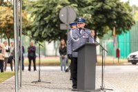 Komendant Wojewódzki Policji  w Łodzi w trakcie przemówienia.